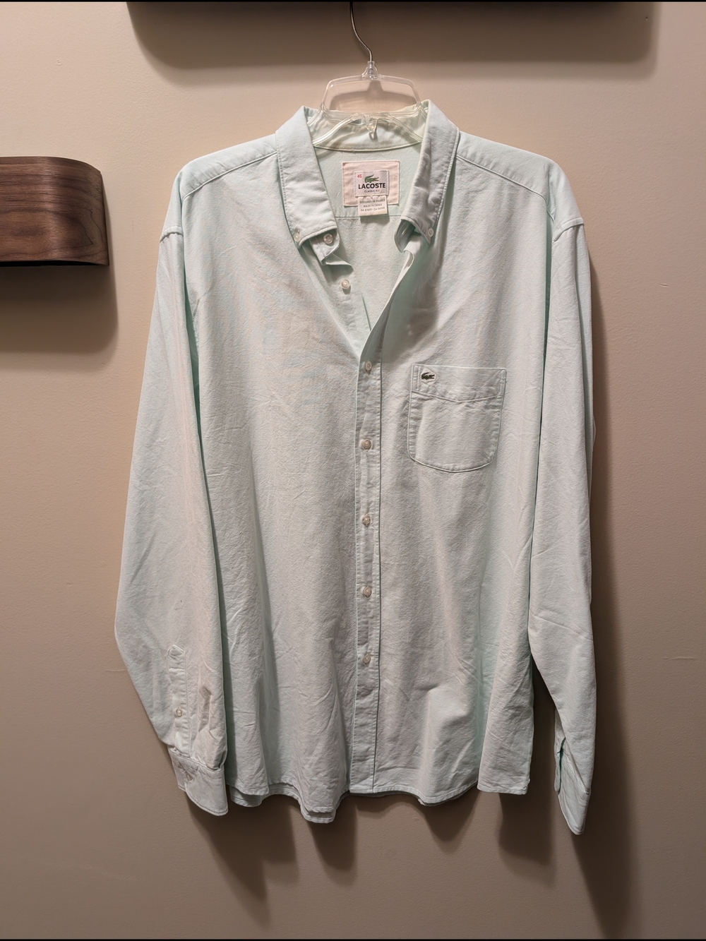 Lacoste Men's Light Mint Green Button-Down Shirt